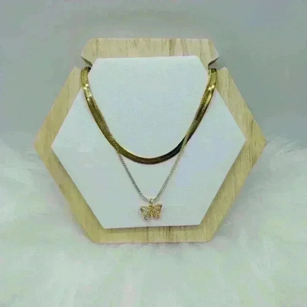 Butterfly Layered Necklace in Gold